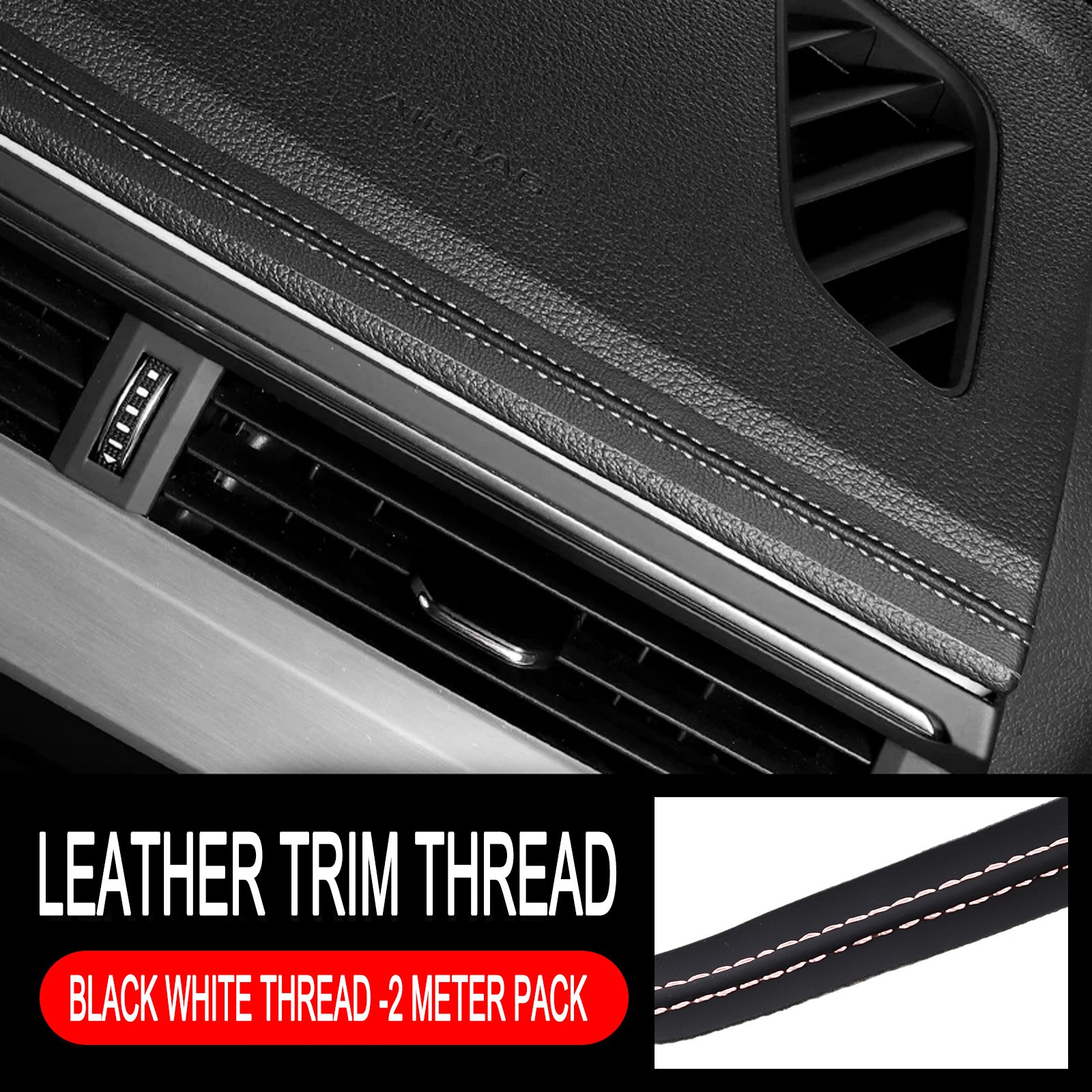 Car Accessories Pu Leather Car Molding Trim Strip Door Decorative Diy Flexible Interior Sticker Black+White